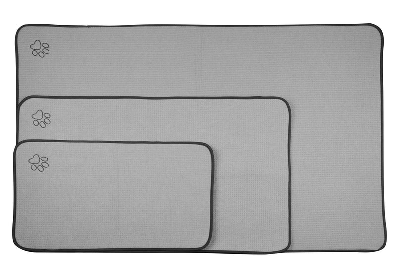 [Australia] - SINLAND Microfiber Pet Bowl Mat Dish Drying Mat with Anti-Skid Backing 21 Inch x 32 Inch Grey Rectangle 