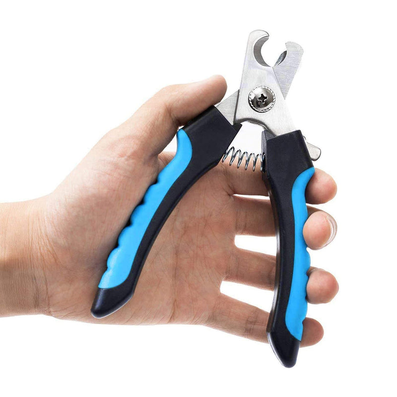 PenuSpt claw scissors for dogs and cats, professional dog and cat claw pliers with protective device, stainless steel claw pliers and nail file, used in beauty, dogs, cats, rabbits (blue L). - PawsPlanet Australia