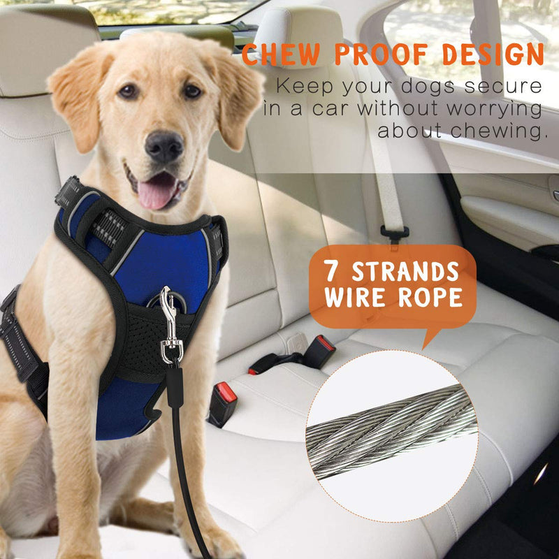 [Australia] - VavoPaw Pet Car Safety Belt Dog Leash, Heavy Duty Coated Steel Seat Belt Restraint Chew Proof Rope Leash Car Seatbelt Cable with Carabiner for Pet Dogs Use 26 inch 