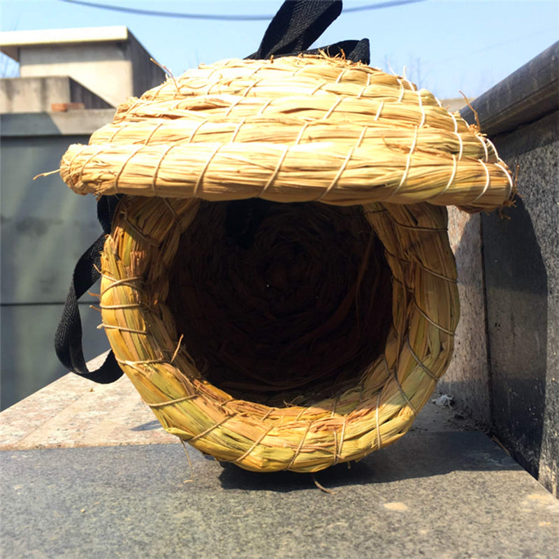 [Australia] - S-Mechanic Birds Nest Eco-Friendly Straw Birds Cages 100% Natural Fiber Birdhouse with Birds Toy and S Hook for Hanging 