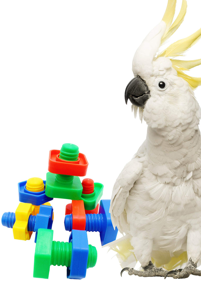 [Australia] - Jungle Beaks Bonka Bird Toys Huge Nuts Bolts Bird Toy Parts Parrots Macaws Cockatoo Plastic Gym Foot Talon Beak Aviary Amazon African Grey Conures Pet Play Parrot Pk 6 