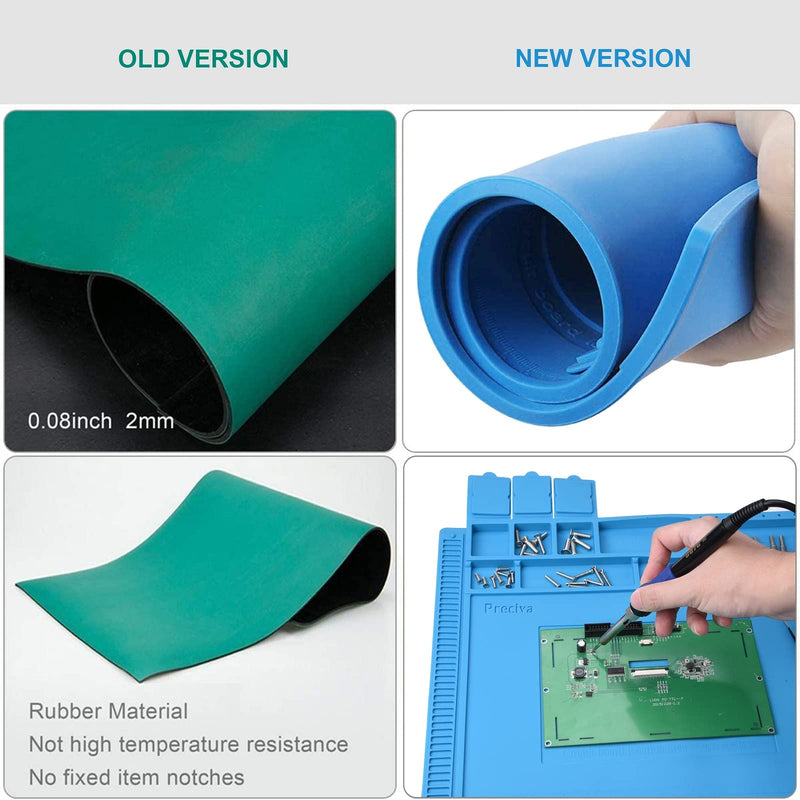 Preciva Silicone Mat 500℃ Heat-Resistant Magnetic Work Mat Work Pad Repair Mat Soldering Mat Antistatic for Soldering Guns, Hot Guns - 45x 30cm Blue - PawsPlanet Australia