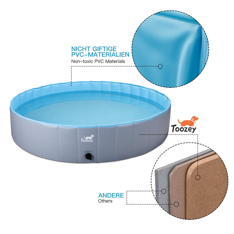 Toozey Foldable Dog Pool Dog Paddling Pool - 80cm/120cm/160cm Foldable Dog Swimming Pool, 100% Safe and Non-Toxic Pet Pool -Dog Pool for Kids and Small to Large Dogs S - 80 x 20 cm - PawsPlanet Australia