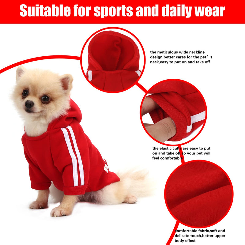 QiCheng&LYS Dog Hoodie Clothes,Pet Puppy Cat Cute Cotton Warm Hoodies Coat Sweater (Red, X-Small) Red XS (Pack of 1) - PawsPlanet Australia