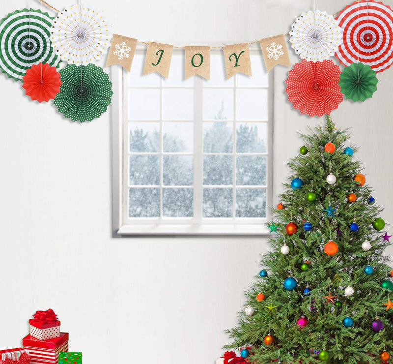 Little Biene Christmas Party Decorations Kit-Hanging Christmas Paper Fan,Burlap“Joy”Banner,Felt Holly and Berry Garland for Winter Wonderland Themed Birthday Party (Red and Green). - PawsPlanet Australia