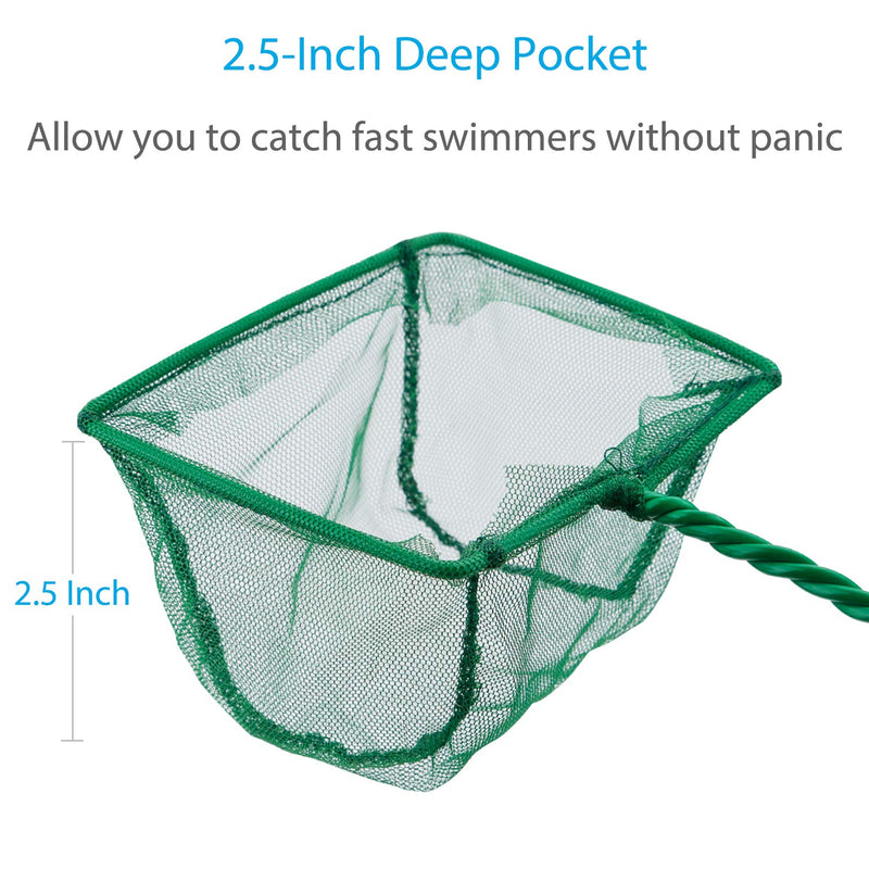 [Australia] - Pawfly 4 Inch Aquarium Net Fine Mesh Small Fish Catch Nets with Plastic Handle - Green 1 Pack 