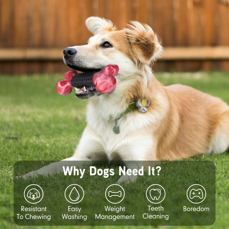 Dog Toys for Aggressive Chewers Large Medium Breed, Apasiri Dog Chew Toys, Dog Bones Made with Natural Rubber and Nylon, Large Dog Toys, Puppy Chew Toys Teething Toys Indestructible Durable Tough Medium & Large Black-Bacon Flavor - PawsPlanet Australia