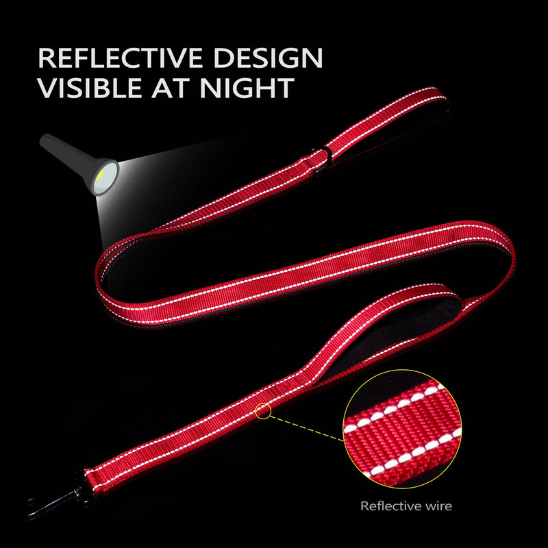 Aepeasti Dog Leash for Medium to Large Dogs with Two Padded Handles 5FT/6FT, Double Handle Dog Leash, Reflective Training Leash, Durable Traffic Leash 6FT Red - PawsPlanet Australia