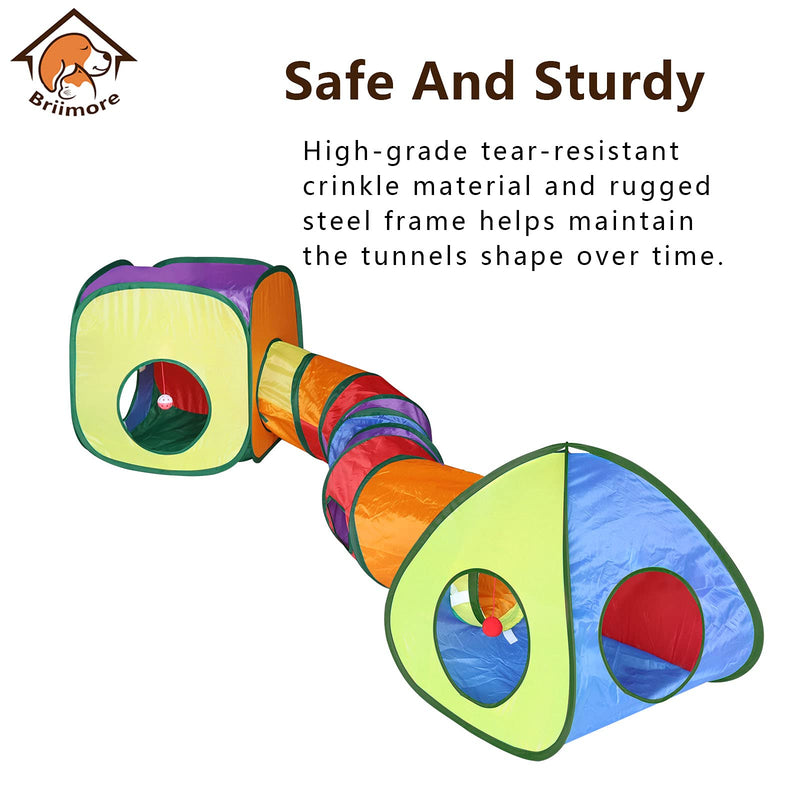 Cat Tunnel Toy and Cubes Combo, Cat Tunnels for Indoor Cats with Play Ball, Interactive Crinkle Collapsible Tent and Cubes, Cat Tube for Puppy Pet Rabbit - All in One Set of 3 (Rainbow) (Rainbow) - PawsPlanet Australia