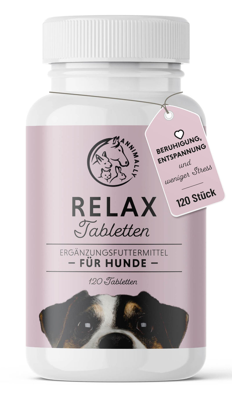 Annimally dog relax tablets - feel-good tabs for dogs with valerian, St. John's wort, L-tryptophan, 120 tablets for anxiety, stress & for travel - high acceptance 120 tablets for small dogs - PawsPlanet Australia