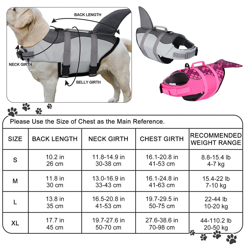 PetLoft Dog Life Jacket, Adjustable Safety Floatation Dog Life Vest Preserver for Swimming/Boating/Beach Playing, 2 Cute Patterns Available (S, Grey Shark) Small - PawsPlanet Australia