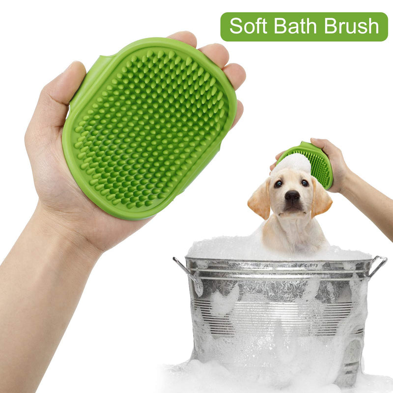 Popuppe Dog Lick Mats, Super Suction Dog Lick Pads with Spatula and Dog Shampoo Bath Brush Dog Bath Grooming Kit for Dog Bathing, Grooming, Nail Clipping and Training(Green) Green - PawsPlanet Australia