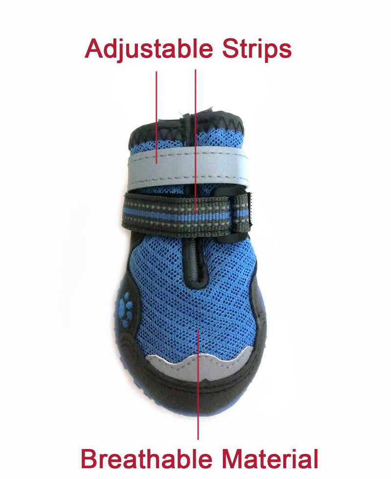 [Australia] - Xanday Breathable Dog Boots, Mesh Dog Shoes, Paw Protectors with Reflective and Adjustable Straps and Wear-Resisting Soles,4pcs 5 Blue 