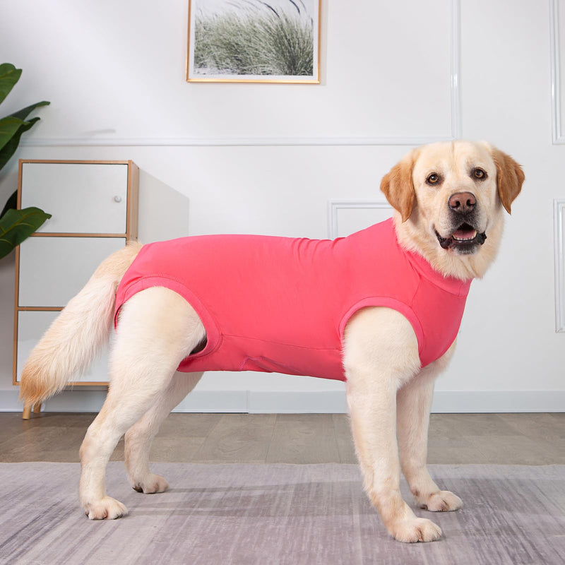 Axcimond Dog Bodysuit After Surgery Leak Protection Dog Surgery Body Dog Castration Female Male Medical Pet Shirt Dog One-Piece Wound Protection Suits for Dogs with Velcro Fastener Alternatives to Cone and Neck Collar Dog L Pink - PawsPlanet Australia