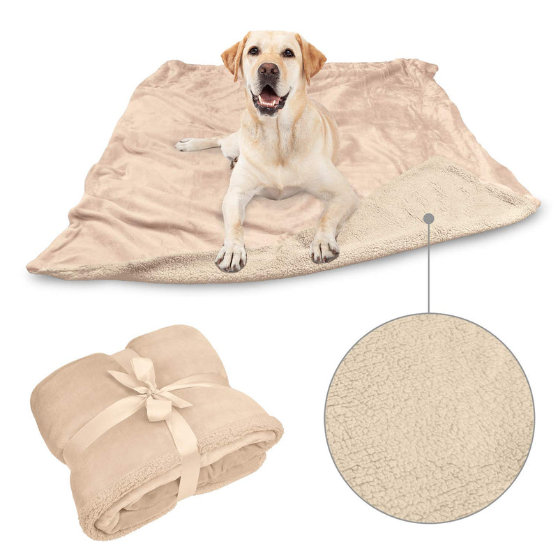 Pawsse Large Dog Blanket,Super Soft Fluffy Sherpa Fleece Dog Couch Blankets and Throws for Large Medium Small Dogs Puppy Doggy Pet Cats Beige - PawsPlanet Australia