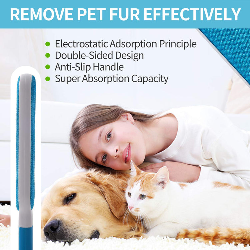 [Australia] - Worthyeah Pet Hair Remover Brush, Lint Brush with Self-Cleaning Base, Double-Sided Dog & Cat Hair Remover, Reusable Animal Fur & Lint Removal for Clothes, Furniture, Car Seat - Travel Size Included 