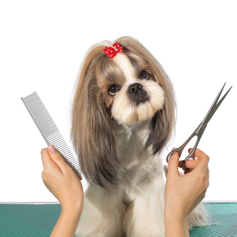 Stainless Steel Pet Comb Pet Grooming Comb Rounded Teeth Dog Comb for Large, Medium and Small Dogs and Cats with Tangled Short/Long Hair (19 x 4 cm) 19 x 4 cm - PawsPlanet Australia