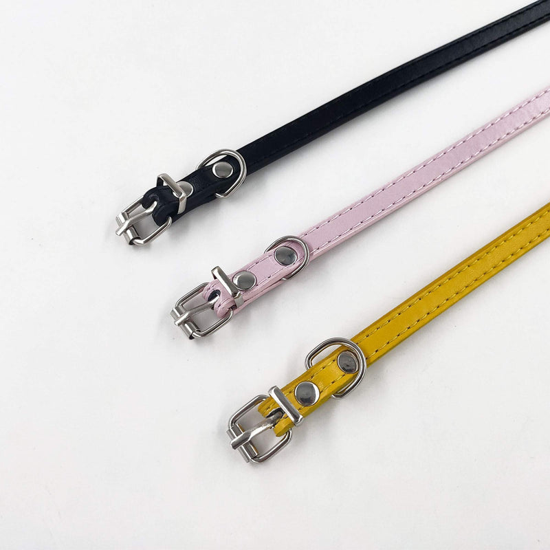 Accod 3 Pack Cat Leather Collars Metal Buckle Pet Collar Adjustable 24CM-29CM 1CM Wide Comfortable Pet Collars for Cats Small and Medium Dogs Kitten Collar (XS, Yellow) XS - PawsPlanet Australia