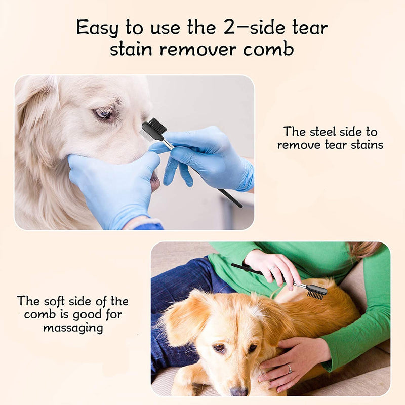 Flea comb for cats and dogs, stain remover comb, flea comb for cats and dogs, double-sided dog eye care comb, double head care comb, multi-purpose tool - PawsPlanet Australia