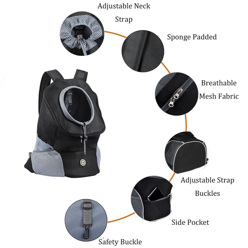 ESPFHN Dog Carrier Backpack Head Out Breathable Backpack Waterproof Bottom Backpack for Small Dogs Cats Puppy Pet Carrier Backpack Adjustable Padded Shoulder Backpack for Hiking Outdoor Travel S Black - PawsPlanet Australia