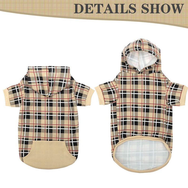 [Australia] - EXPAWLORER Plaid Dog Hoodie - British Style Plaid Pet Sweaters with Hat for Small Medium Large Dogs 