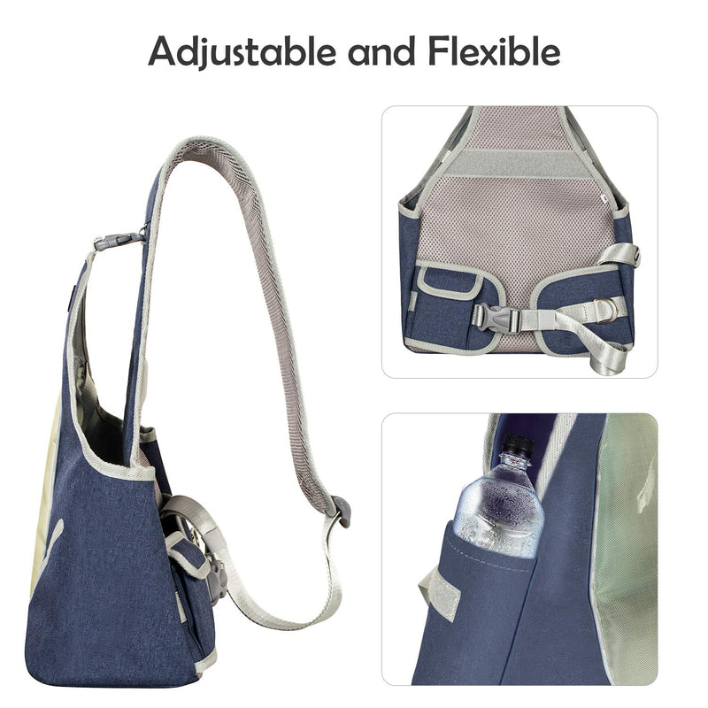 [Australia] - TAIL UP Pet Sling Carrier, Soft Front Backpack for Small Dogs Cats Puppies, Adjustable Travel Bag with Pocket Removeable Base, Grey/Blue S Blue 