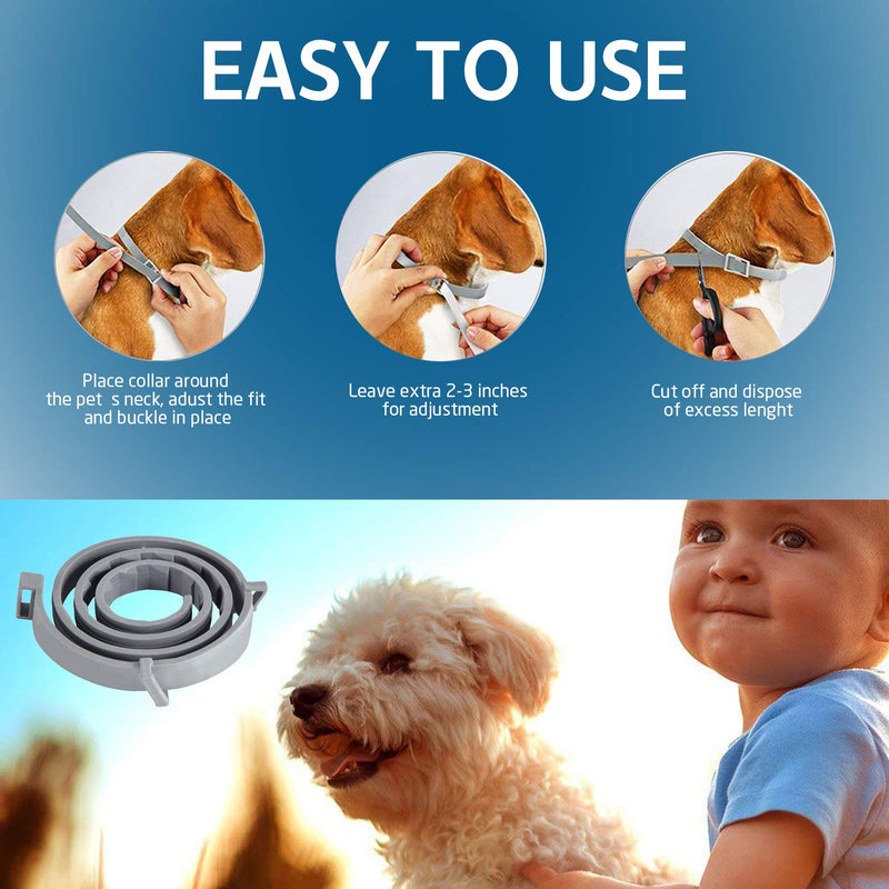 Tintec Flea & Tick Collars, Adjustable Waterproof Dog Cat Anti-Parasite Collar Anti Mosquito Collar for Any Pets 8 Months Effective Protection – 2 Pack - PawsPlanet Australia