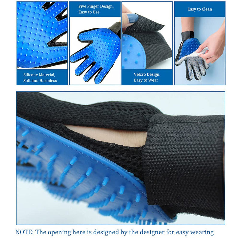 Pet Hair Remover Lint Roller & Pet Grooming Glove, Dog and Cat Fur Remover Brush Self-Cleaning Base, for Furniture, Carpet, Car Seat, Massage Glove with Improved Five Finger Design - PawsPlanet Australia