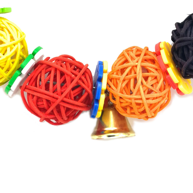 [Australia] - Parrot Cage Toys, Wooden Bird Chew Toys with Natural Wood Block Swing Toys with Colorful Bell and Safe Cotton Rope for Budgies Parakeet Cockatiels Cockatoo Conure Lovebirds Pecking and Chewing, 1 Pack natural bird chew toys swinging toy 