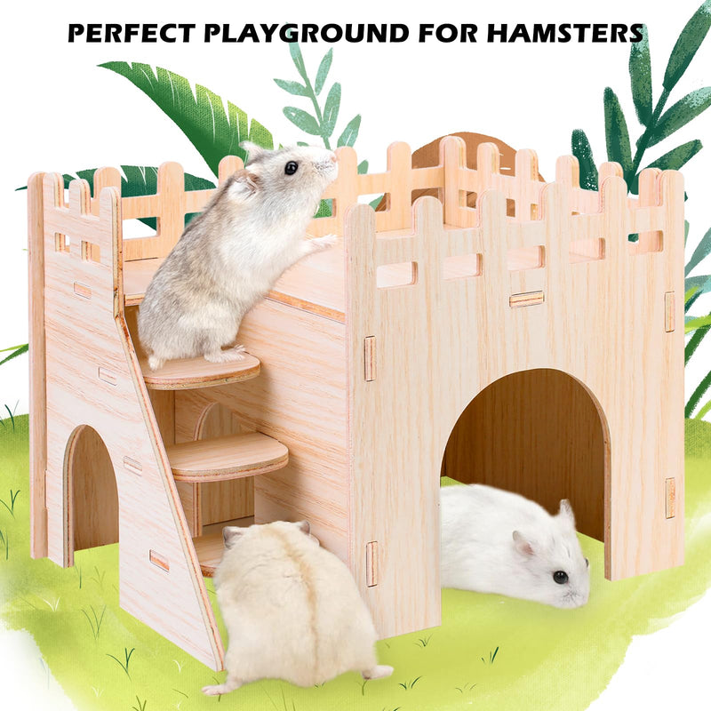 SUNOYA Toys for Hamsters Made of Wood - Pack of 6 DIY Hamster Toys - Hamster Hideout House Bridge Seesaw Swing Training Toy, Hamster Accessories for the Cage for Gerbils Rats Dwarf Hamsters - PawsPlanet Australia