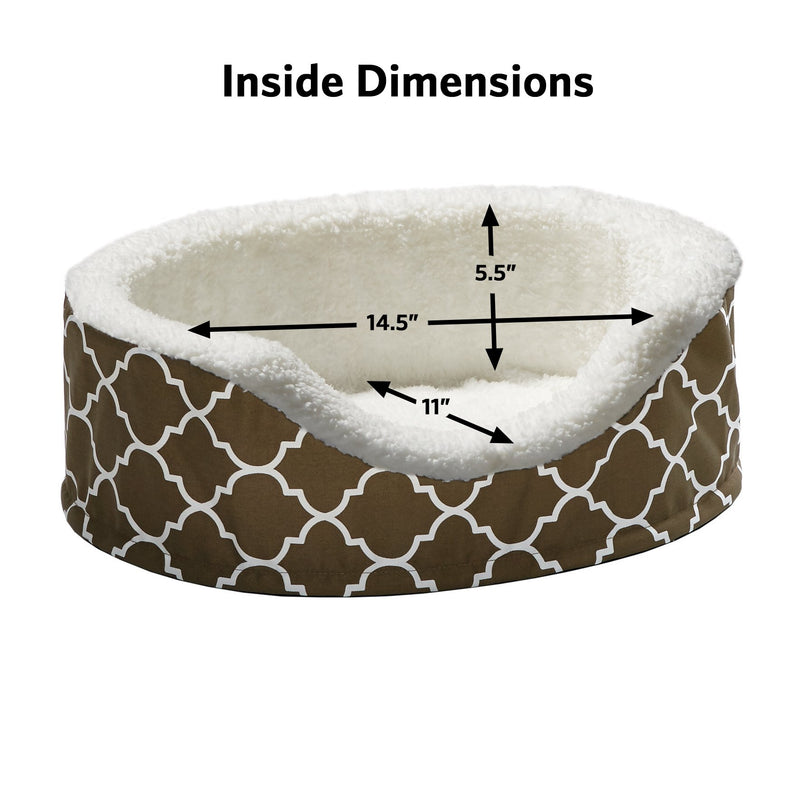 MidWest Homes for Pets Orthoperdic Egg-Crate Nesting Pet Bed w/Teflon Fabric Protector XS Brown/White Geometric - PawsPlanet Australia