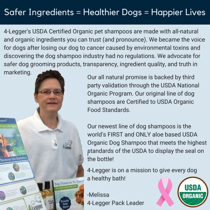 [Australia] - 4-Legger Aloe Dog Shampoo All Natural and USDA Certified Organic Dog Shampoo - Hypoallergenic and Unscented for Sensitive Skin - USA - 8 oz 