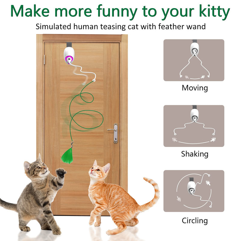 AUKL Cat Toys Hanging Door Automatic Cat Toy Interactive Elastic Rope with Feather, Cat Catching Game Door Hanger (Hanging cat Toy) Hanging cat toy - PawsPlanet Australia