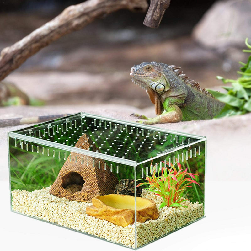 Clear Reptile Breeding Box,Small Acrylic Terrarium Full View Visually with Sliding Design Feeding Box for Insect Reptiles Tarantulas Amphibians Lore Caterpillars Cricket Spider Snail Reptile - PawsPlanet Australia