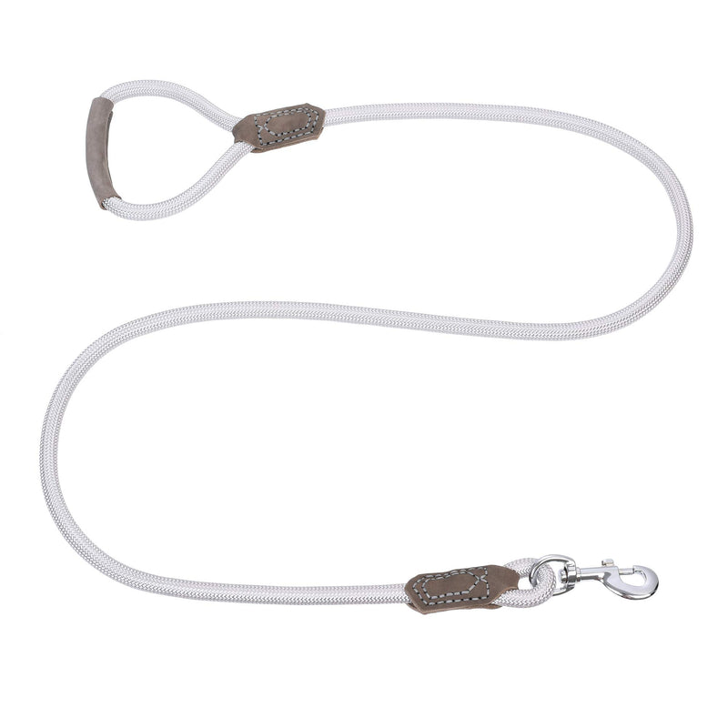 Mile High Life | Premium Leather Dog Leash | Strong Rope Leash | Leather Handle | Stainless Steel Strong Clasp | Small Medium Large Dogs(4 FT, Sliver ) 4 FT - PawsPlanet Australia