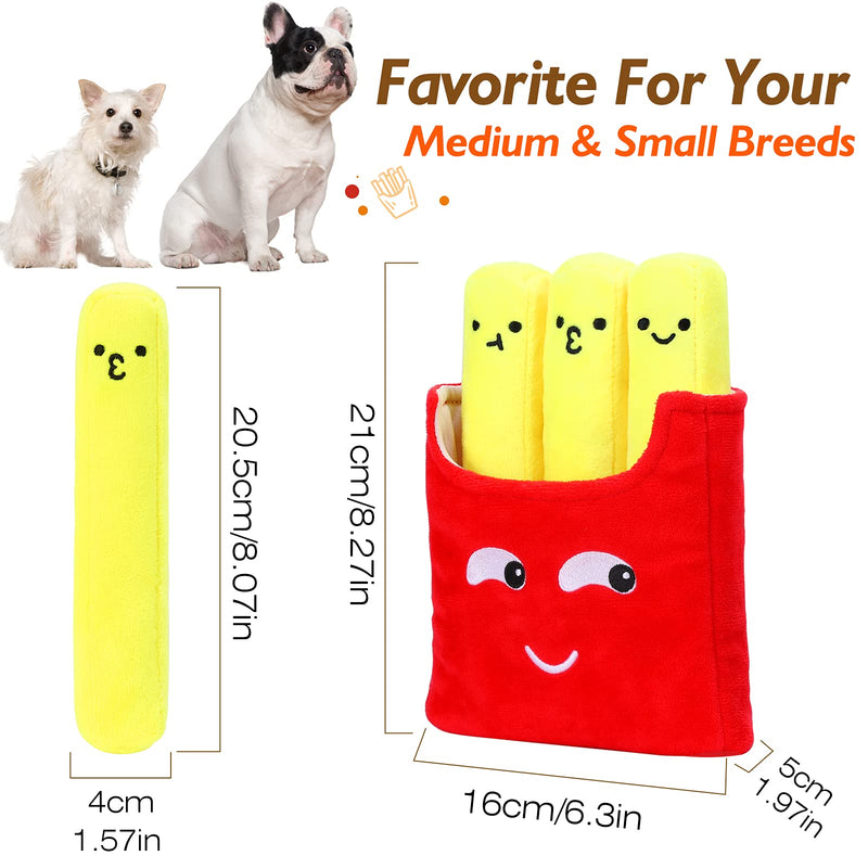 VavoPaw Squeaky Dog Toys, Interactive Plush Dog Toys, Tug of War Dog Chew Toys, Safe Soft Plush Stuffed French Fries Shaped Pet Toys, Pet Biting Training Playing Chew Toys for Puppy Small Medium Dogs - PawsPlanet Australia