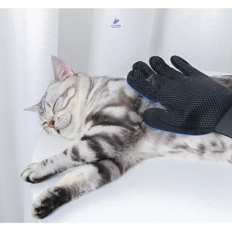 GT_STORE | Cat Glove, Dog Glove, Pet Hair Removal Brush, Pet Hair Removal Glove, Very Soft Massage with Free E-Book - (Blue Left) Blue Left - PawsPlanet Australia