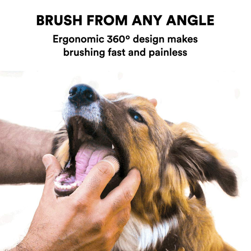 toofers 360º Dog Fingerbrush Toothbrush - Ergonomic Design - Full Surround Bristles for Easy Cleaning - Set of 2, Clear (Formerly "Barkley's") - PawsPlanet Australia