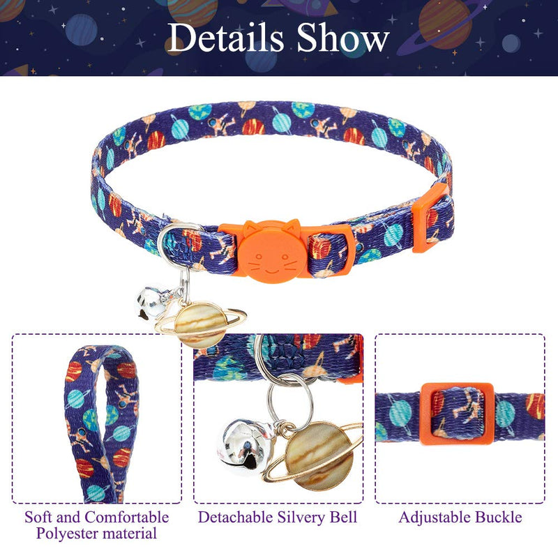 [Australia] - EXPAWLORER Cat Collar 2 Pack Adjustable Pet Collar with Bell Stylish Stars Pattern Design Dog Collar Durable Breakaway Cat Collar 