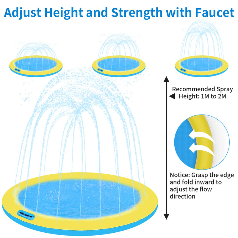 morpilot Thickened Dog Sprinkler Splash Pad for Dogs and Kids, 51" Wading Dog Pool with Sprinkler and Adjustable Water Height, Shallow Dog Bath Pool Bathing Tub, Pet Summer Outdoor Water Play Mat - PawsPlanet Australia