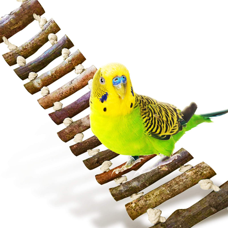 Meric Bird Ladder Bridge, 17" x 3", Raw Wood Hanging Toy, Durable and Flexible Swinging Footway, Provides Physical & Mental Encouragement, Entertainment for Budgies & Parrots, 1-pc - PawsPlanet Australia