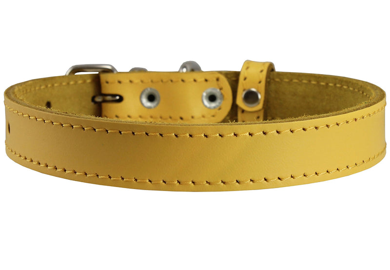 [Australia] - Dogs My Love Genuine Leather Dog Collar Yellow 7 Sizes 13"-16" Neck; 3/4" Wide 
