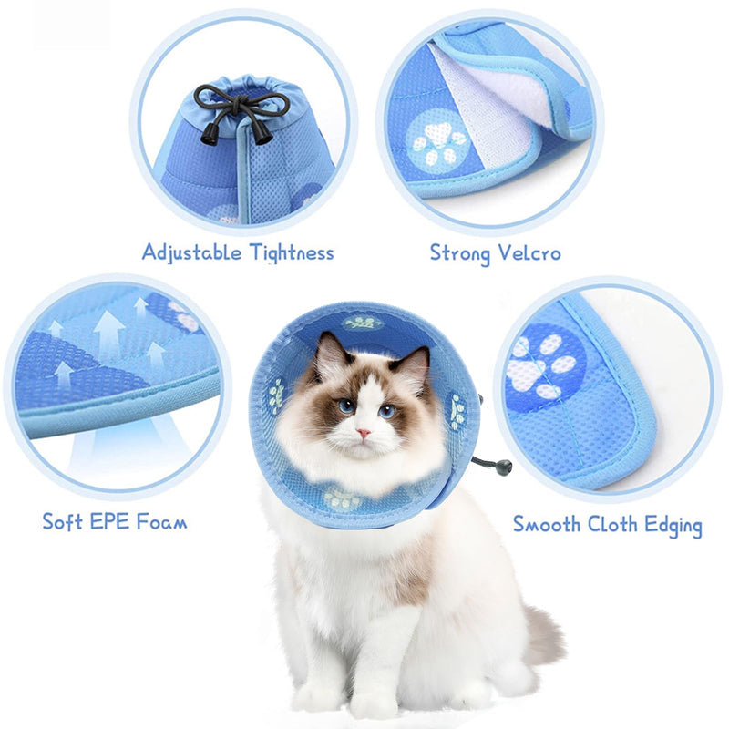 Kireida® Cat Cone Collar, Soft Cat Collar for Small and Large Cats, Adjustable Elizabethan Collar for Cats, Kittens, Soft, Adjustable-M - PawsPlanet Australia