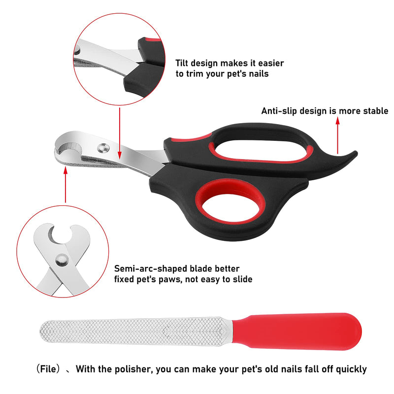 Cobee Cat Claw Clippers, Professional Claw Clippers + Pet Nail File for Kittens, Stainless Steel Cat Claw Clippers, Scissor Trimmer Set for Small Animals, Puppies, Hamsters, Birds (Black+Red) - PawsPlanet Australia