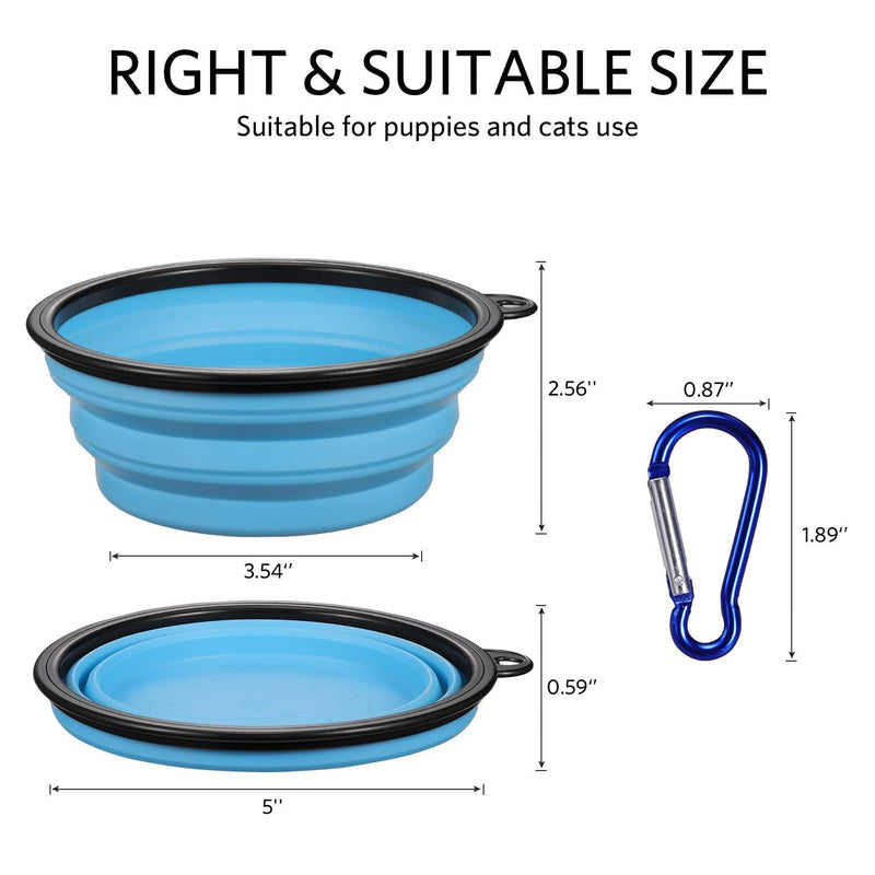 ME.FAN Collapsible Dog Bowl Travel Portable Dog Bowl(12oz) Silicone Foldable Travel Bowl/Pet Food Bowl/Cat Water Bowl/Silicone Pet Expandable Bowls + Carabiners Per Set 6 Pack-12oz-Black Rimmed - PawsPlanet Australia