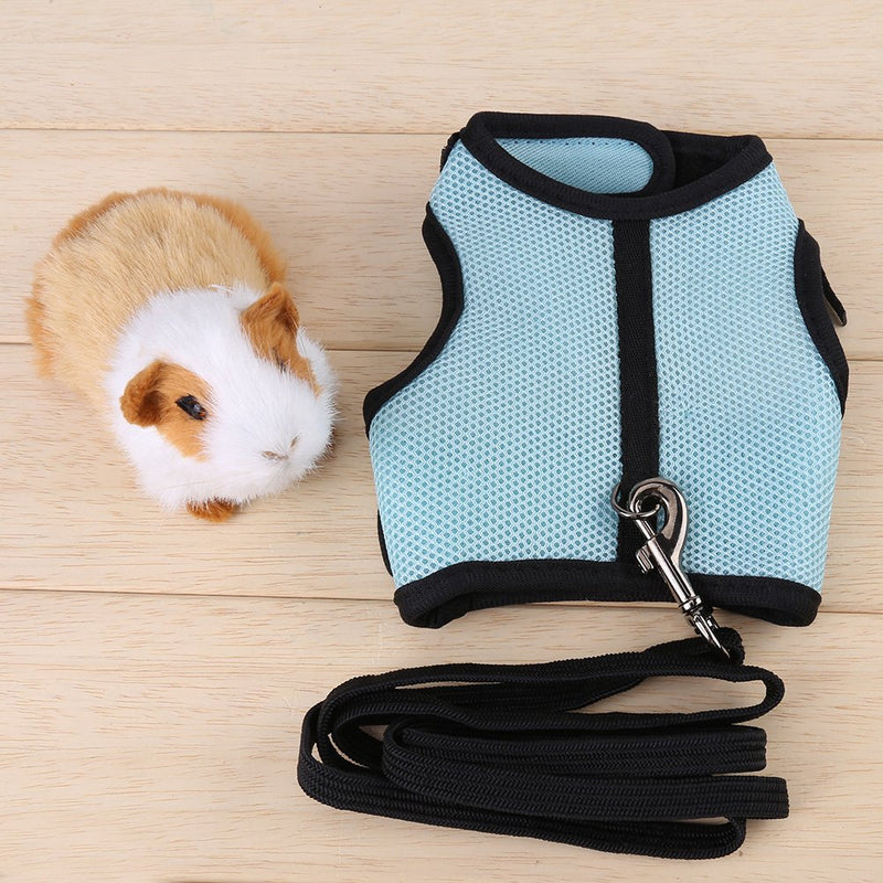 Zerodis Small Animals Harness and Leash Set, Reticulate Hamster Walking Training Traction Rope Chest Strap for Rabbit Squirrel Bunny Ferret(M-Light Blue) - PawsPlanet Australia