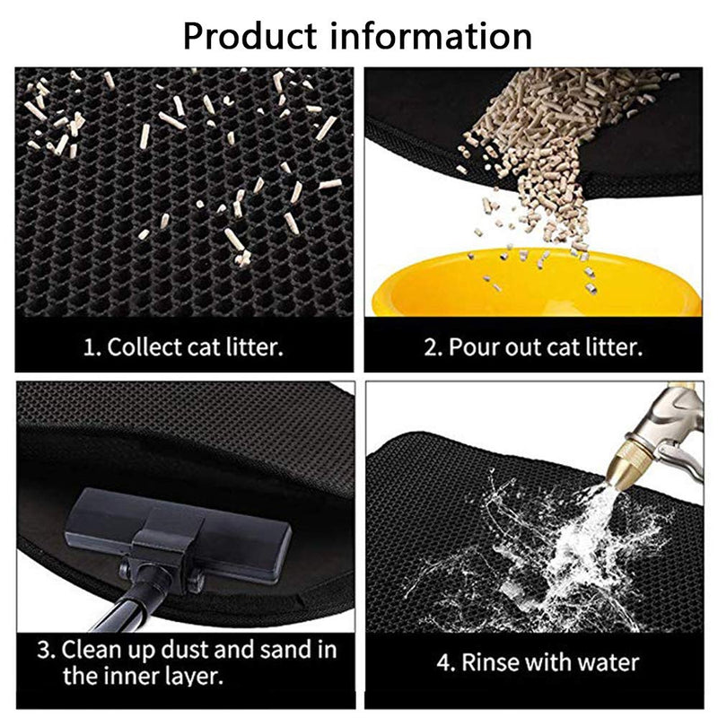 SENDILI Premium Cat Litter Mat - Waterproof Double Layer Design Washable EVA Material Cat Litter Trapper Mat, Black, 65 * 75 * 1.5cm 65*75*1.5cm - PawsPlanet Australia