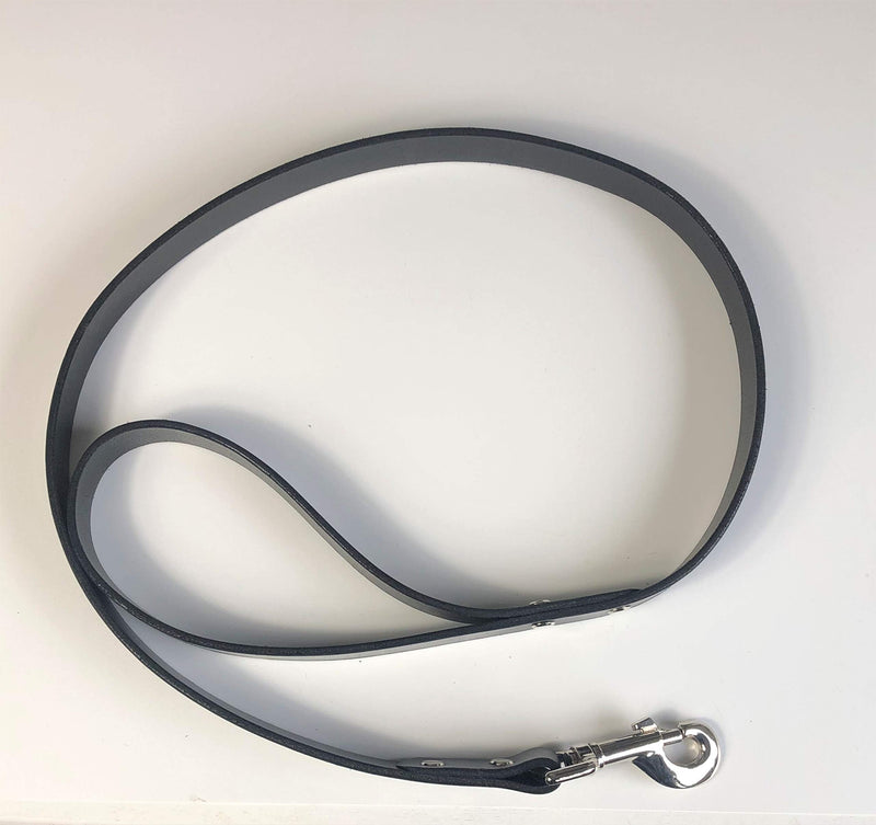 ITALIAN BRIDLE LEATHER DOG LEAD IN BLACK WITH CHROME TRIGGER 1" (25MM) WIDE - PawsPlanet Australia