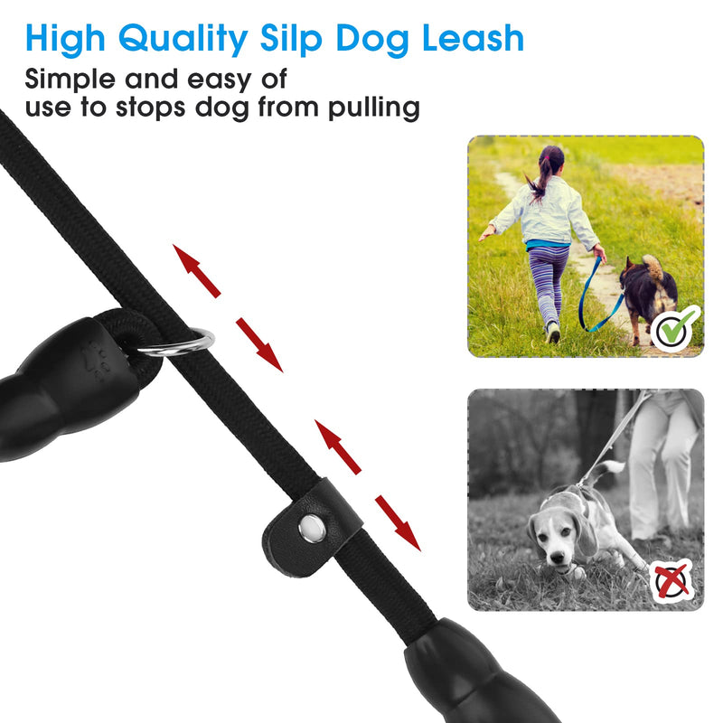 TIESOME Slip Collar Dog Training Choke Collar, Round Nylon Rope Collar No Pull P-Collar for Small Medium Large Dogs (Black M) Black M - PawsPlanet Australia