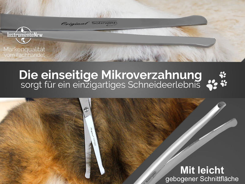 Grooming scissors from Solingen Dog hair scissors Paw scissors with one-sided micro-serration Made in Germany Dog scissors with curved cutting surface for grooming dogs cats pets (16.5 cm) 16.5 cm - PawsPlanet Australia